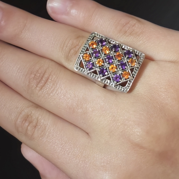 NICKY BUTLER 925 Sterling Silver Amethyst & Honey Topaz Designer Ring Size 7 NWT - Picture 13 of 16